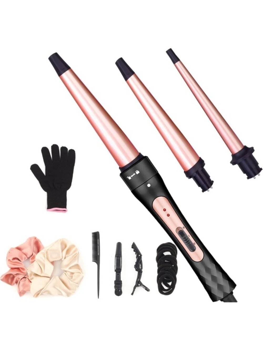 3-in-1 Curling Iron Wand Set with Ceramic Barrels - Versatile Hair Styling Tool